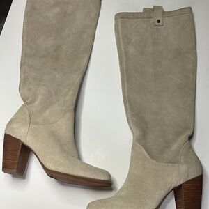 NEW UGG AVA Leather Suede Natural Color Heel Knee Women’s High Boot - 5.5